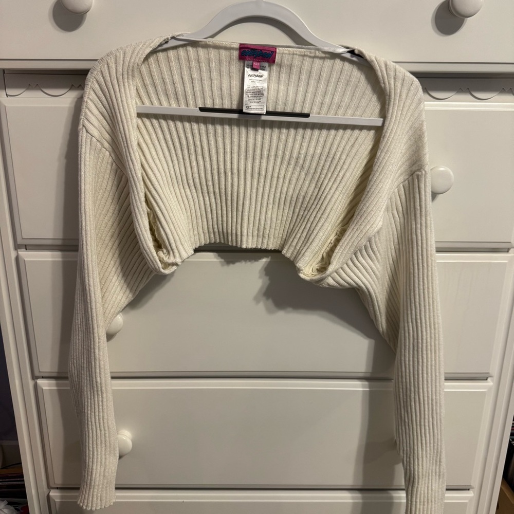 Edikted Ivory Ribbed Knit Sweater